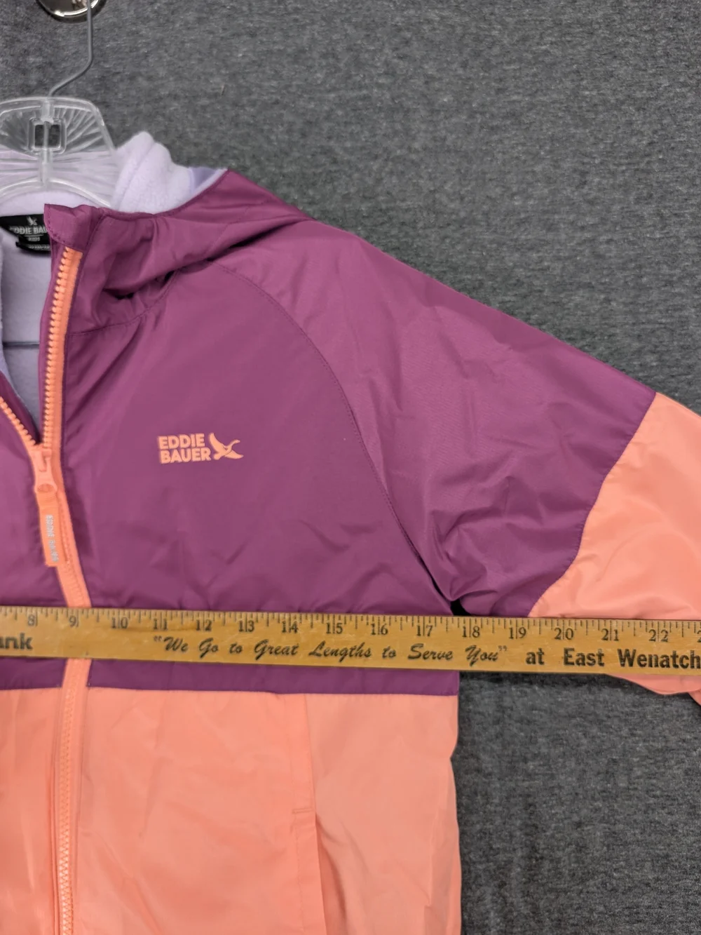 Eddie Bauer Colorblock Raincoat in Purple & Peach